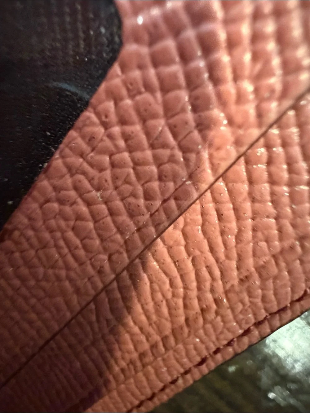 Coach Saffiano Glitter Rose Pink Leather Mini Skinny Zip Card Holder EUC